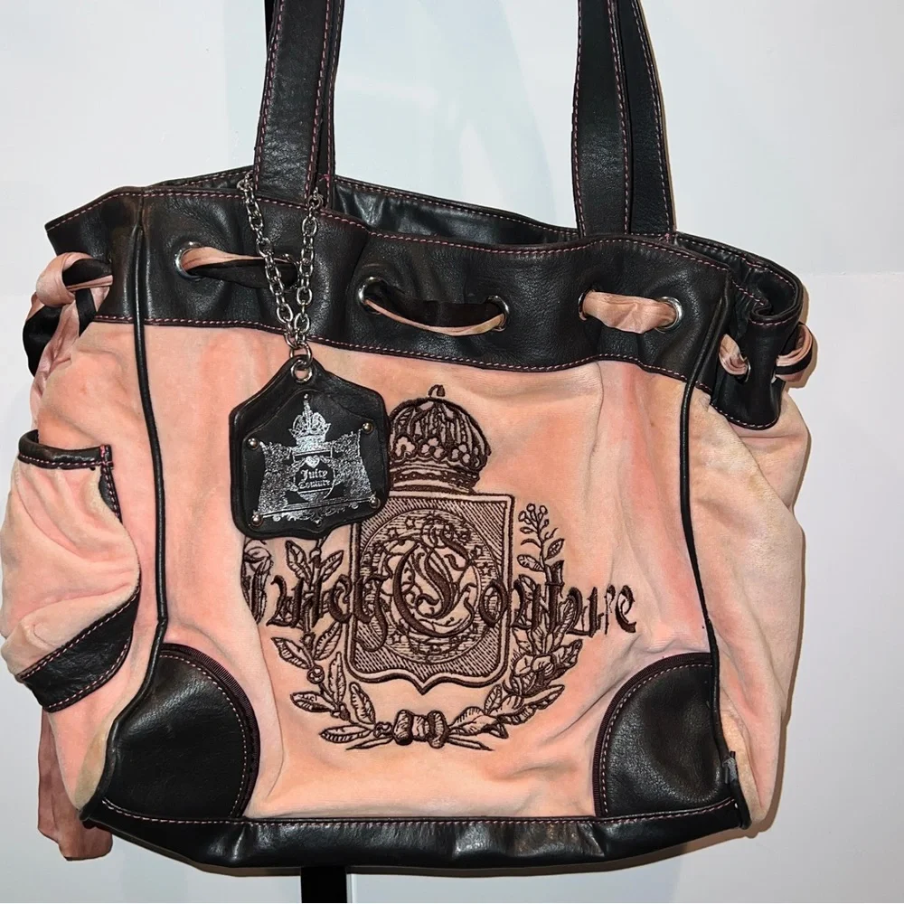 Vintage Pink Juicy Couture Tote Bag Handbag Purse Velour Y2K Daydreamer - Picture 1 of 13
